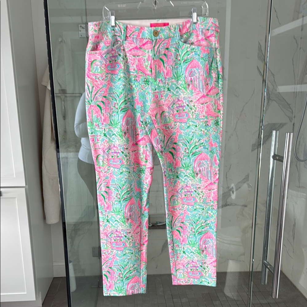 Lilly Pulitzer Pink and Green Tropical Pants
